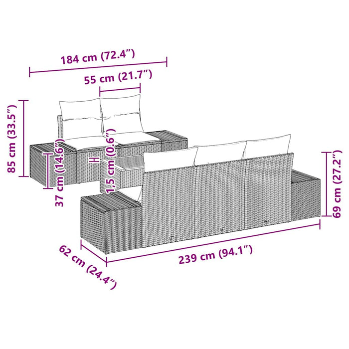 Set de canapele pentru grădină 6 pcs Negru, alb - WALTI WALTI