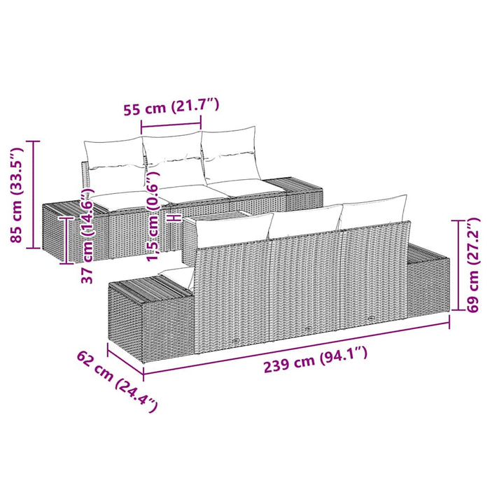 Set de canapele pentru grădină 7 pcs Gri - WALTI WALTI