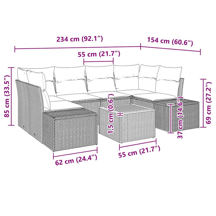 Set de canapele pentru grădină 7 pcs Bej, gri deschis - WALTI WALTI