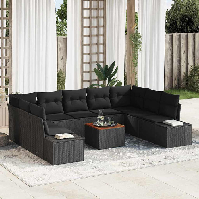 Set de canapele pentru grădină 10 pcs Negru - WALTI WALTI