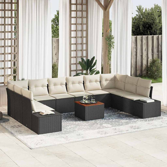 Set de canapele pentru grădină 11 pcs Negru, alb - WALTI WALTI
