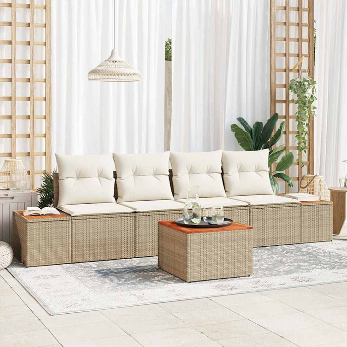 Set de canapele pentru grădină cu pernă 5 pcs Bej Rattan poli - WALTI WALTI