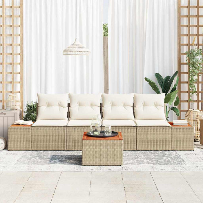 Set de canapele pentru grădină cu pernă 5 pcs Bej Rattan poli - WALTI WALTI