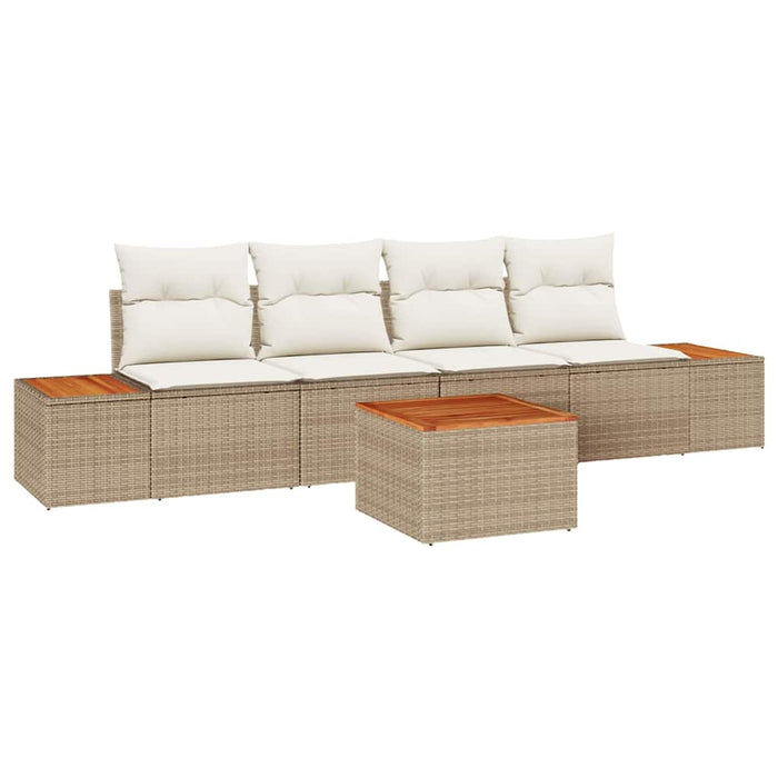 Set de canapele pentru grădină cu pernă 5 pcs Bej Rattan poli - WALTI WALTI