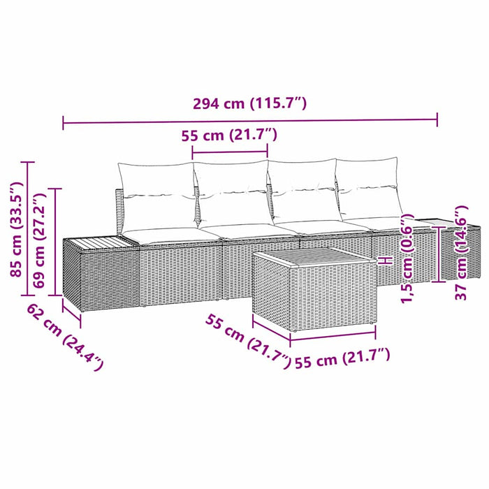 Set de canapele pentru grădină cu pernă 5 pcs Bej Rattan poli - WALTI WALTI
