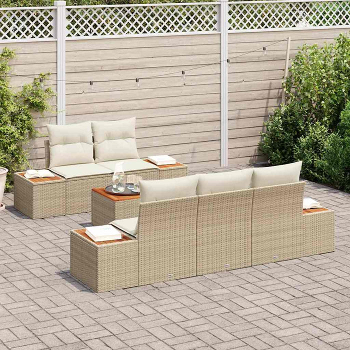 Set de canapele pentru grădină cu pernă 6 pcs Bej Rattan poli - WALTI WALTI