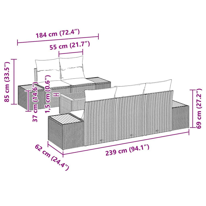 Set de canapele pentru grădină cu pernă 6 pcs Bej Rattan poli - WALTI WALTI