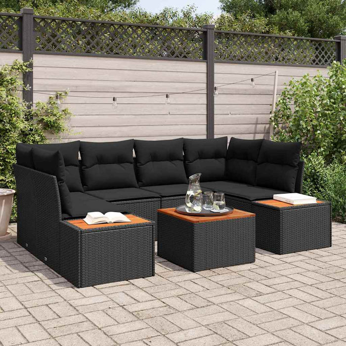 Set de canapele pentru grădină cu pernă 6 pcs Negru Rattan poli - WALTI WALTI