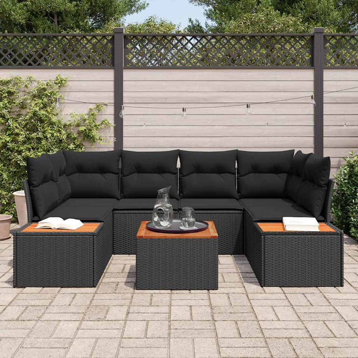 Set de canapele pentru grădină cu pernă 6 pcs Negru Rattan poli - WALTI WALTI