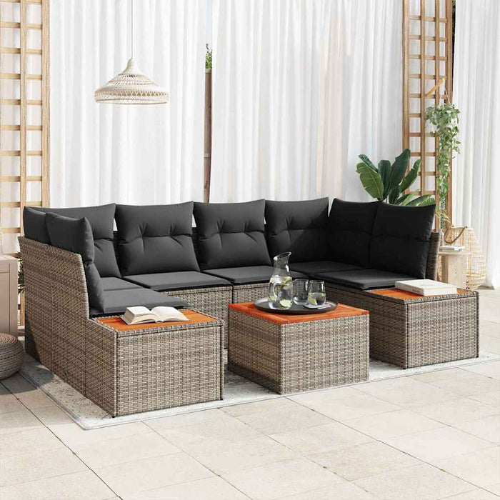 Set de canapele pentru grădină cu pernă 6 pcs Gri Rattan poli - WALTI WALTI