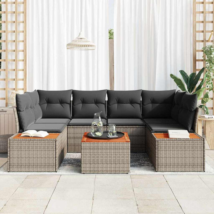 Set de canapele pentru grădină cu pernă 6 pcs Gri Rattan poli - WALTI WALTI