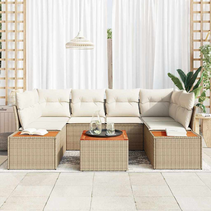 Set de canapele pentru grădină cu pernă 6 pcs Bej Rattan poli - WALTI WALTI