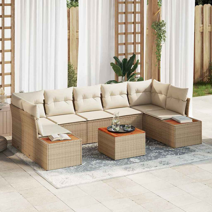 Set de canapele pentru grădină cu pernă 8 pcs Bej Rattan poli - WALTI WALTI