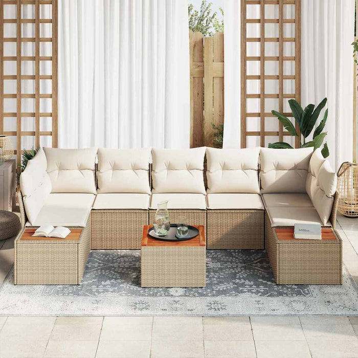 Set de canapele pentru grădină cu pernă 8 pcs Bej Rattan poli - WALTI WALTI