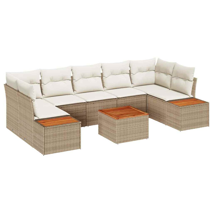 Set de canapele pentru grădină cu pernă 8 pcs Bej Rattan poli - WALTI WALTI