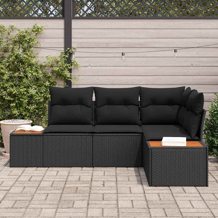 Set de canapele pentru grădină 4 pcs Negru 209 x 154 x 85 cm - WALTI WALTI