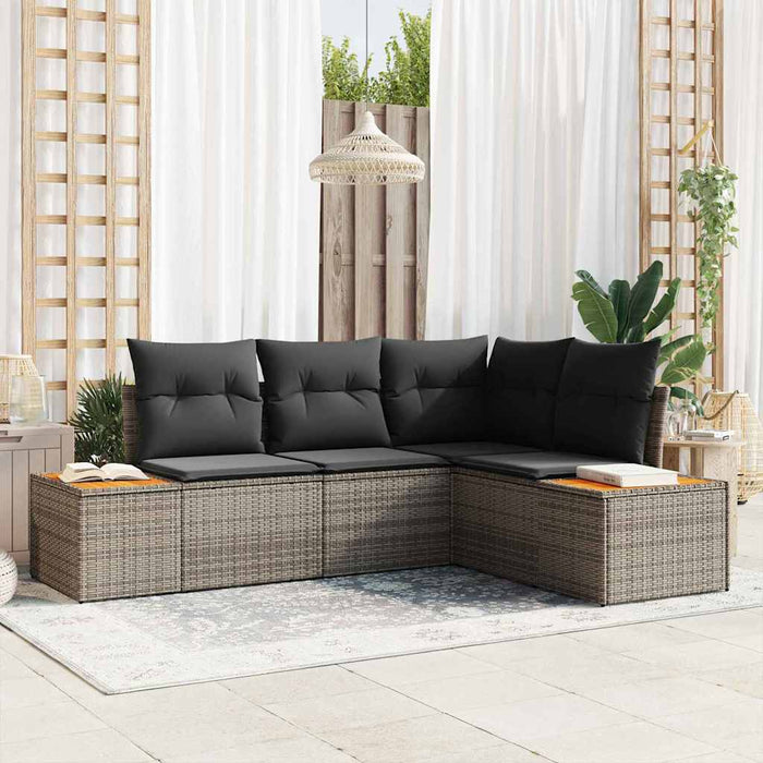 Set de canapele pentru grădină cu pernă 4 pcs Gri Poliratan - WALTI WALTI