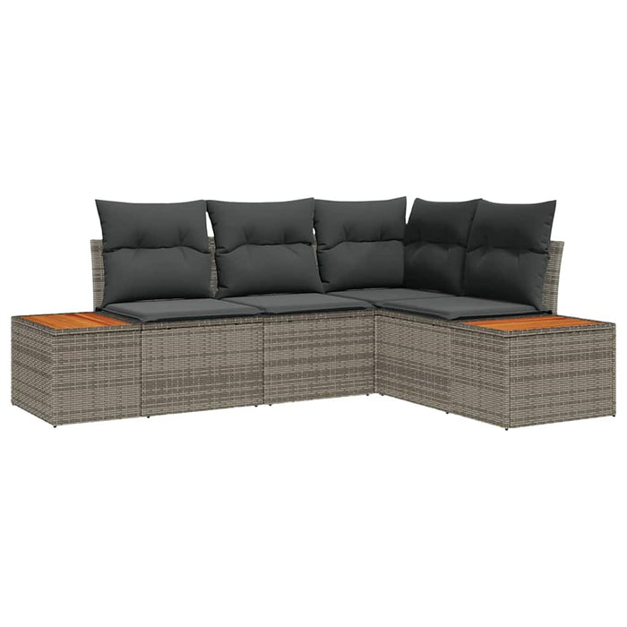 Set de canapele pentru grădină cu pernă 4 pcs Gri Poliratan - WALTI WALTI