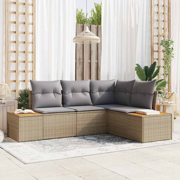 Set de canapele pentru grădină 4 pcs Beige și gri deschis - WALTI WALTI
