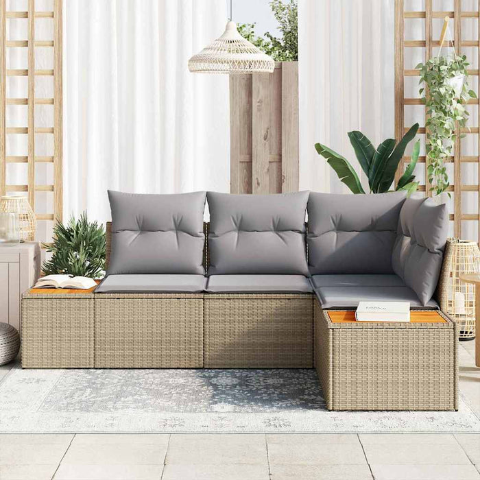 Set de canapele pentru grădină 4 pcs Beige și gri deschis - WALTI WALTI