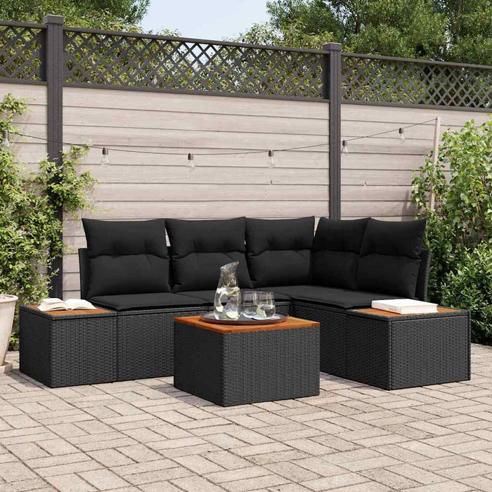 Set de canapele pentru grădină 5 pcs Negru 209 x 154 x 85 cm - WALTI WALTI