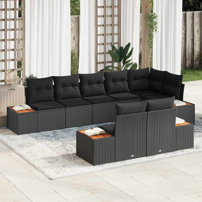 Set de canapele pentru grădină 8 pcs Negru 319 x 154 x 85 cm - WALTI WALTI