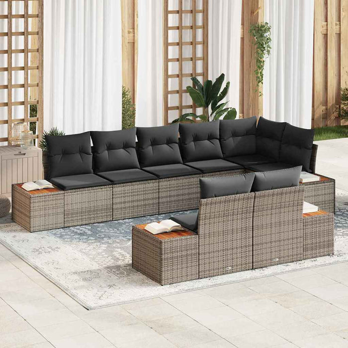 Set de canapele pentru grădină cu pernă 8 pcs Gri Rattan poli - WALTI WALTI