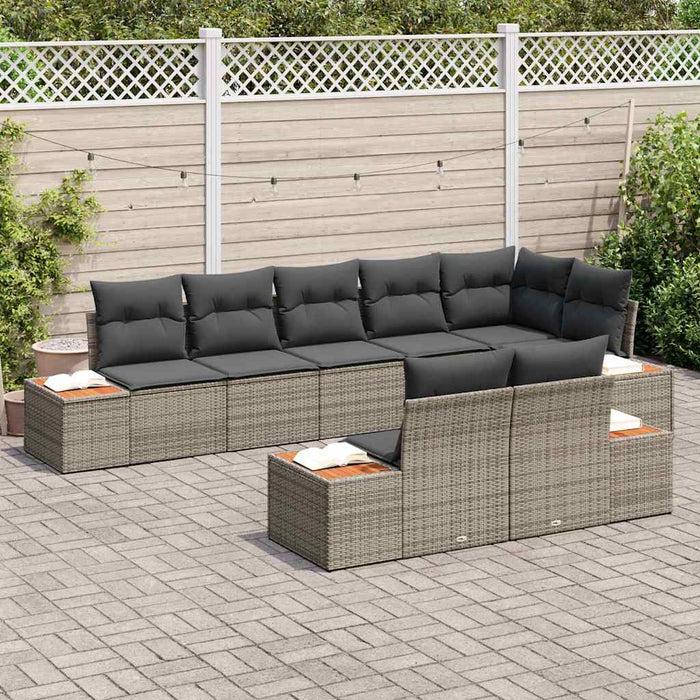 Set de canapele pentru grădină cu pernă 8 pcs Gri Rattan poli - WALTI WALTI