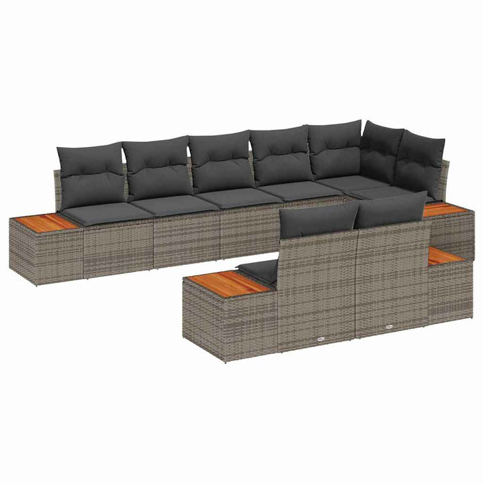 Set de canapele pentru grădină cu pernă 8 pcs Gri Rattan poli - WALTI WALTI