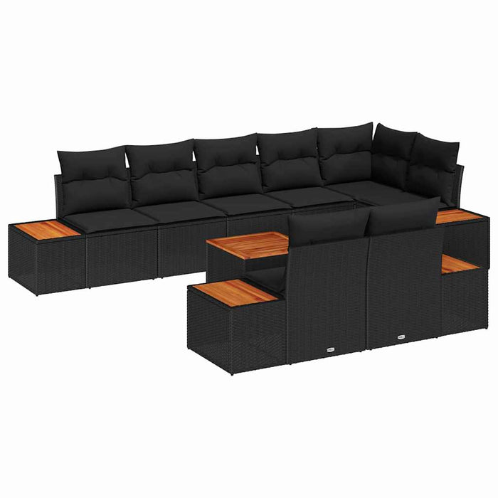 Set de canapele pentru grădină 9 pcs Negru 319 x 154 x 85 cm - WALTI WALTI