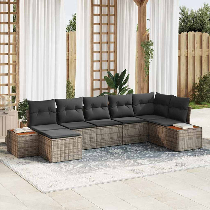 Set de canapele pentru grădină cu pernă 7 pcs Gri Poli Rattan - WALTI WALTI