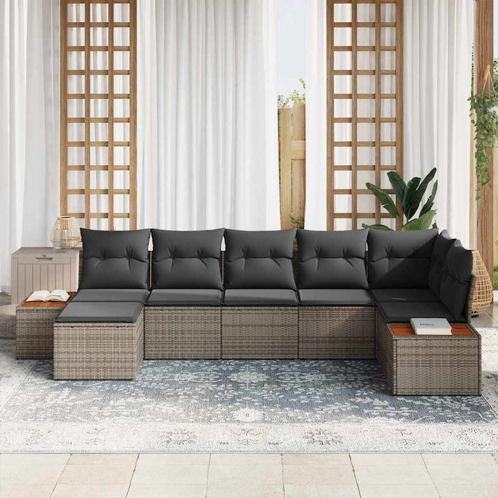 Set de canapele pentru grădină cu pernă 7 pcs Gri Poli Rattan - WALTI WALTI