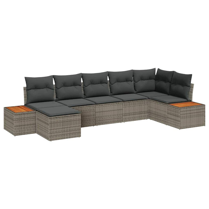 Set de canapele pentru grădină cu pernă 7 pcs Gri Poli Rattan - WALTI WALTI