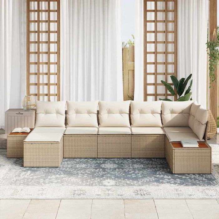 Set de canapele pentru grădină cu pernă 7 pcs bej și crem - WALTI WALTI