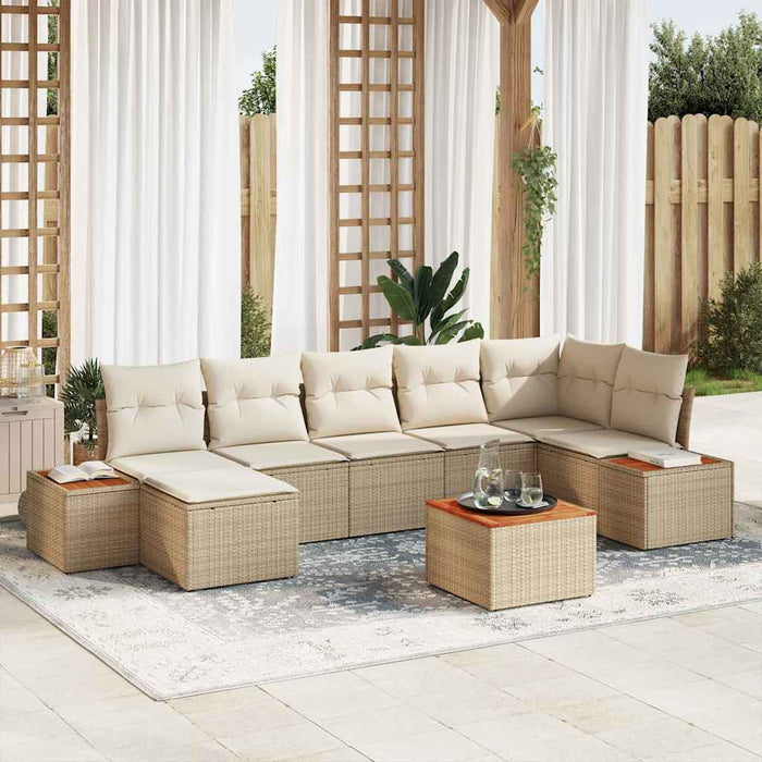 Set de canapele pentru grădină cu pernă 8 pcs bej și crem - WALTI WALTI