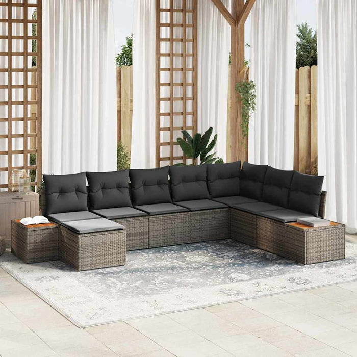 Set de canapele pentru grădină cu pernă 9 pcs Gri Poliratan - WALTI WALTI