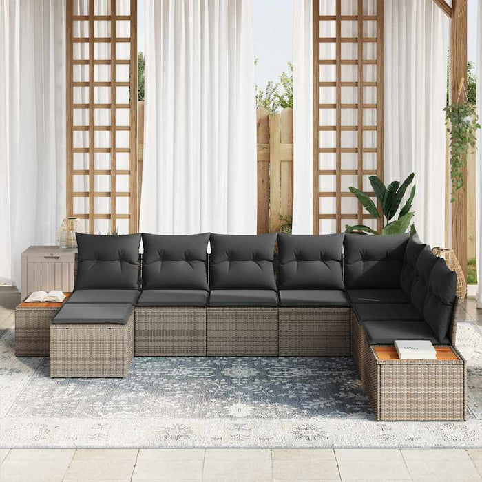 Set de canapele pentru grădină cu pernă 9 pcs Gri Poliratan - WALTI WALTI