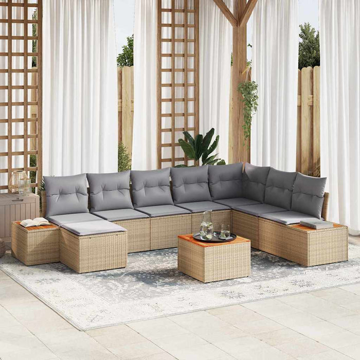 Set de canapele pentru grădină 9 pcs Beige și gri deschis - WALTI WALTI