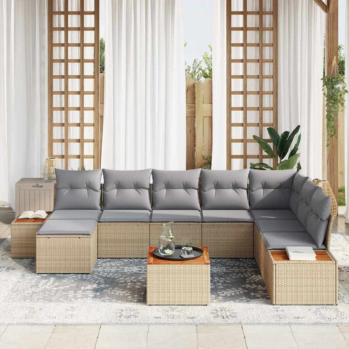 Set de canapele pentru grădină 9 pcs Beige și gri deschis - WALTI WALTI
