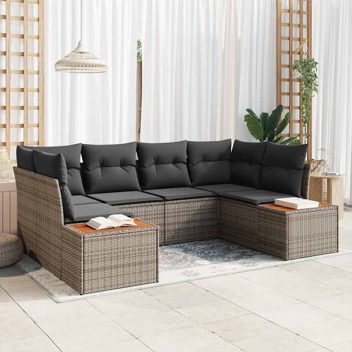 Set de canapele pentru grădină cu pernă 6 pcs Gri Poliratan - WALTI WALTI