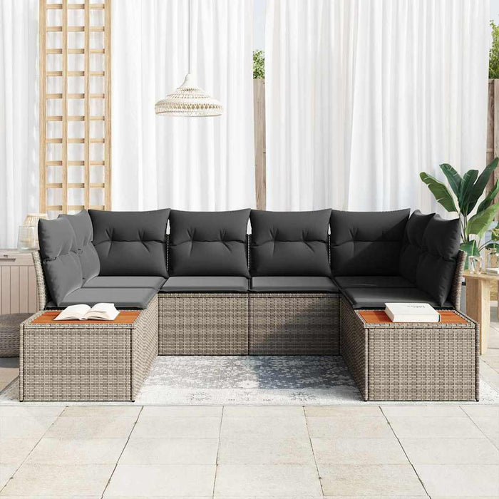 Set de canapele pentru grădină cu pernă 6 pcs Gri Poliratan - WALTI WALTI