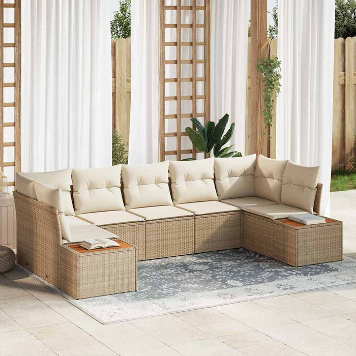 Set de canapele pentru grădină 7 pcs Bej și crem Poliratan - WALTI WALTI