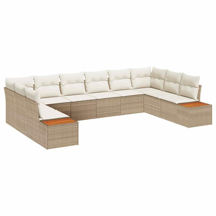 Set de canapele pentru grădină 10 pcs Bej și crem Poliratan - WALTI WALTI
