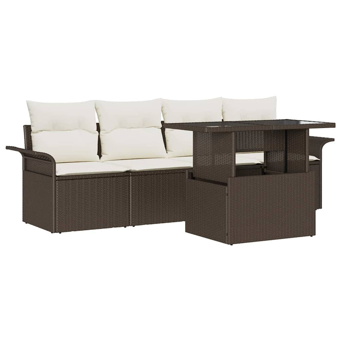 Set de canapele pentru grădină cu pernă 5 pcs Maro Rattan poli - WALTI WALTI