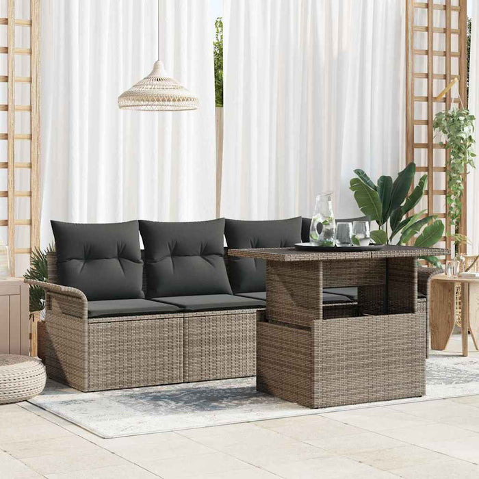 Set de canapele pentru grădină cu pernă 5 pcs Gri Rattan poli - WALTI WALTI