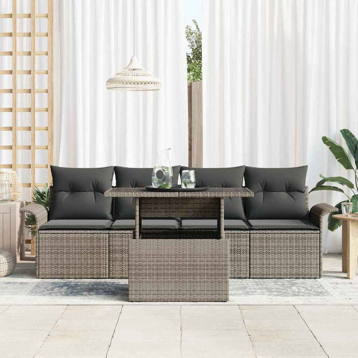Set de canapele pentru grădină cu pernă 5 pcs Gri Rattan poli - WALTI WALTI