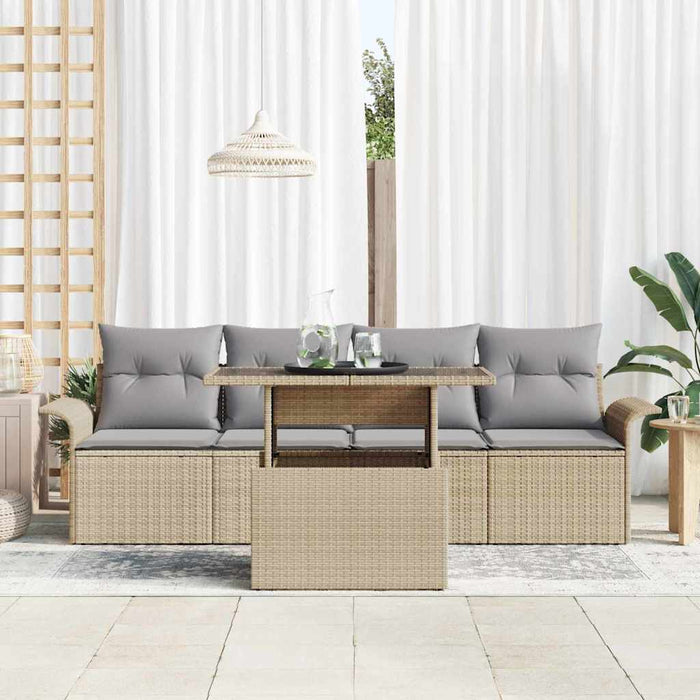 Set de canapele pentru grădină cu pernă 5 pcs Bej Rattan poli - WALTI WALTI