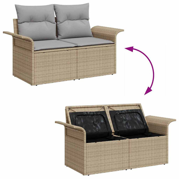 Set de canapele pentru grădină cu pernă 5 pcs Bej Rattan poli - WALTI WALTI