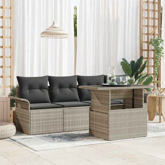Set de canapele pentru grădină 5 pcs Gri deschis Rattan poli - WALTI WALTI