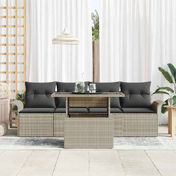 Set de canapele pentru grădină 5 pcs Gri deschis Rattan poli - WALTI WALTI